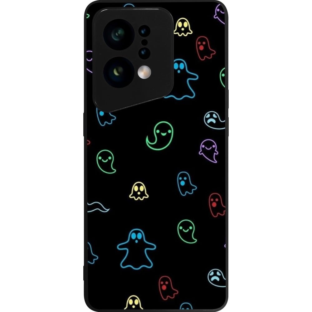 Coque OPPO Find X5 - Silicone rigide noir Halloween 2024 colorful ghosts