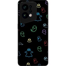 Coque OPPO Find X5 - Silicone rigide noir Halloween 2024 colorful ghosts