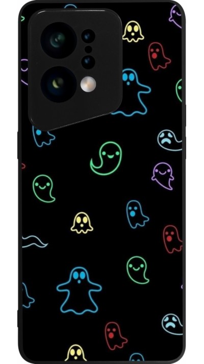 Coque OPPO Find X5 - Silicone rigide noir Halloween 2024 colorful ghosts