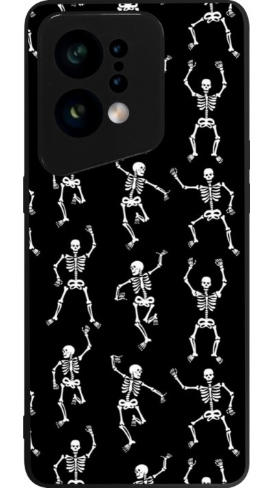 Coque OPPO Find X5 - Silicone rigide noir Halloween 2024 dancing skeleton