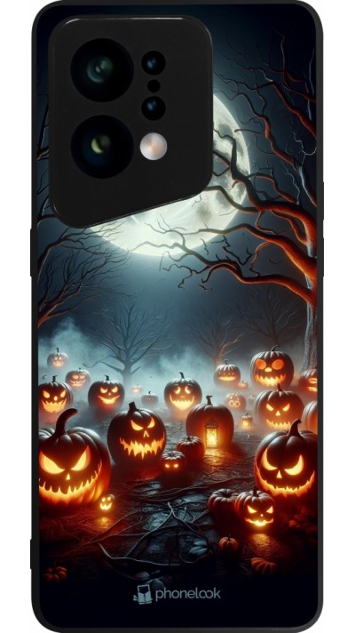 Coque OPPO Find X5 - Silicone rigide noir Halloween 2024 Many Pumpkins