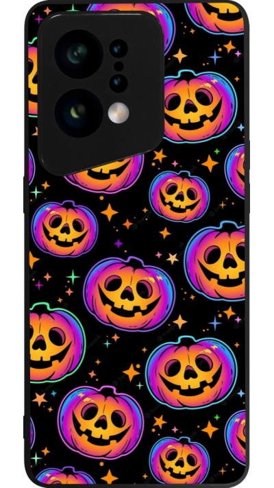 Coque OPPO Find X5 - Silicone rigide noir Halloween 2024 rainbow pumpkins