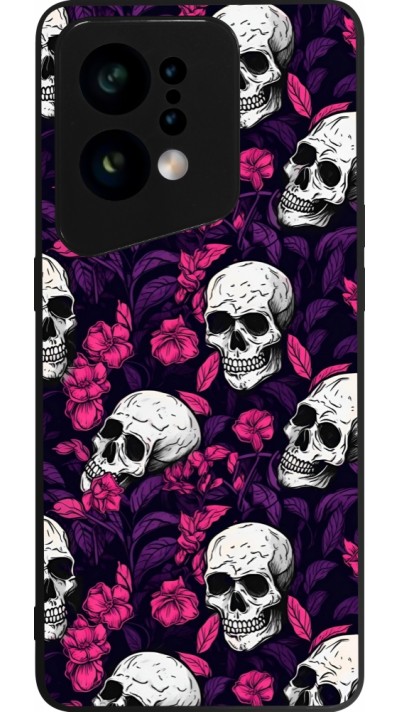 Coque OPPO Find X5 - Silicone rigide noir Halloween 2024 romantic skulls