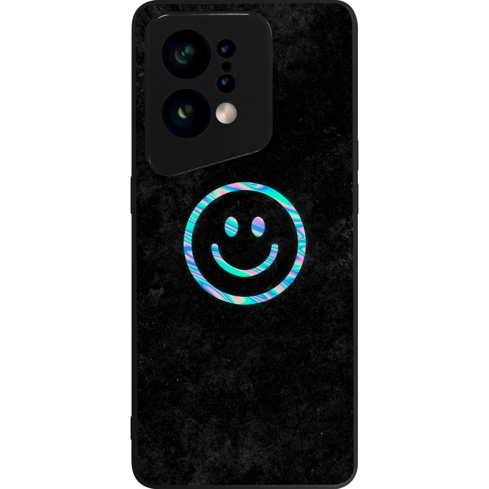 Coque OPPO Find X5 - Silicone rigide noir Happy smiely irisé