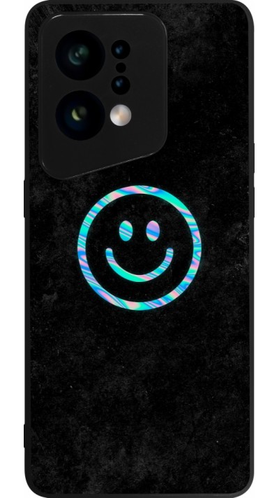 Coque OPPO Find X5 - Silicone rigide noir Happy smiely irisé