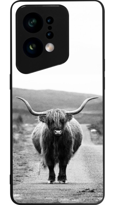 Coque OPPO Find X5 - Silicone rigide noir Highland cattle