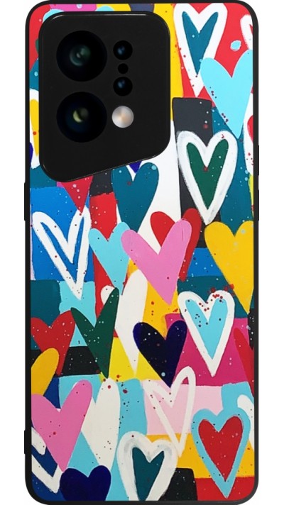 Coque OPPO Find X5 - Silicone rigide noir Joyful Hearts