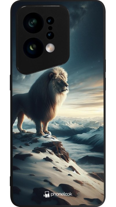 Coque OPPO Find X5 - Silicone rigide noir Le lion blanc