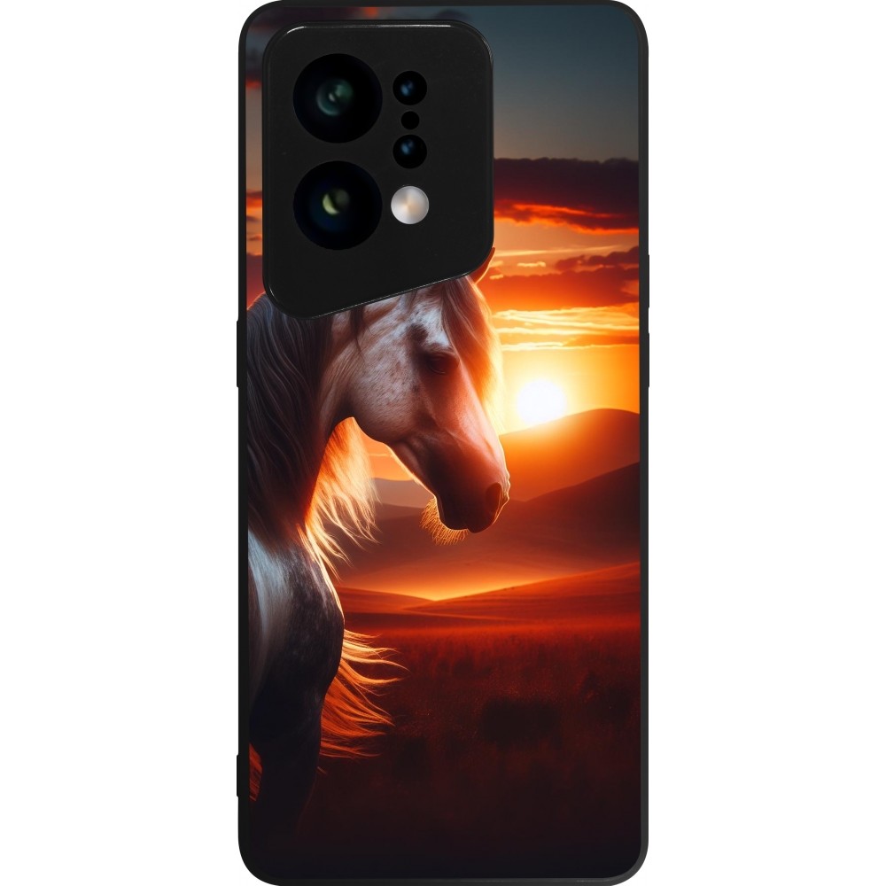 Coque OPPO Find X5 - Silicone rigide noir Majestic Sunset Horse