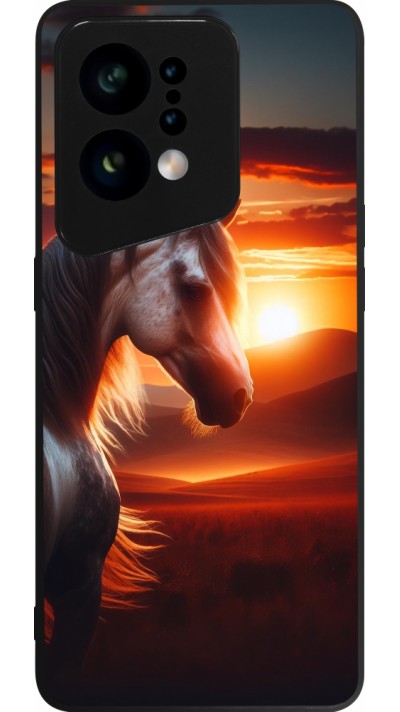 Coque OPPO Find X5 - Silicone rigide noir Majestic Sunset Horse