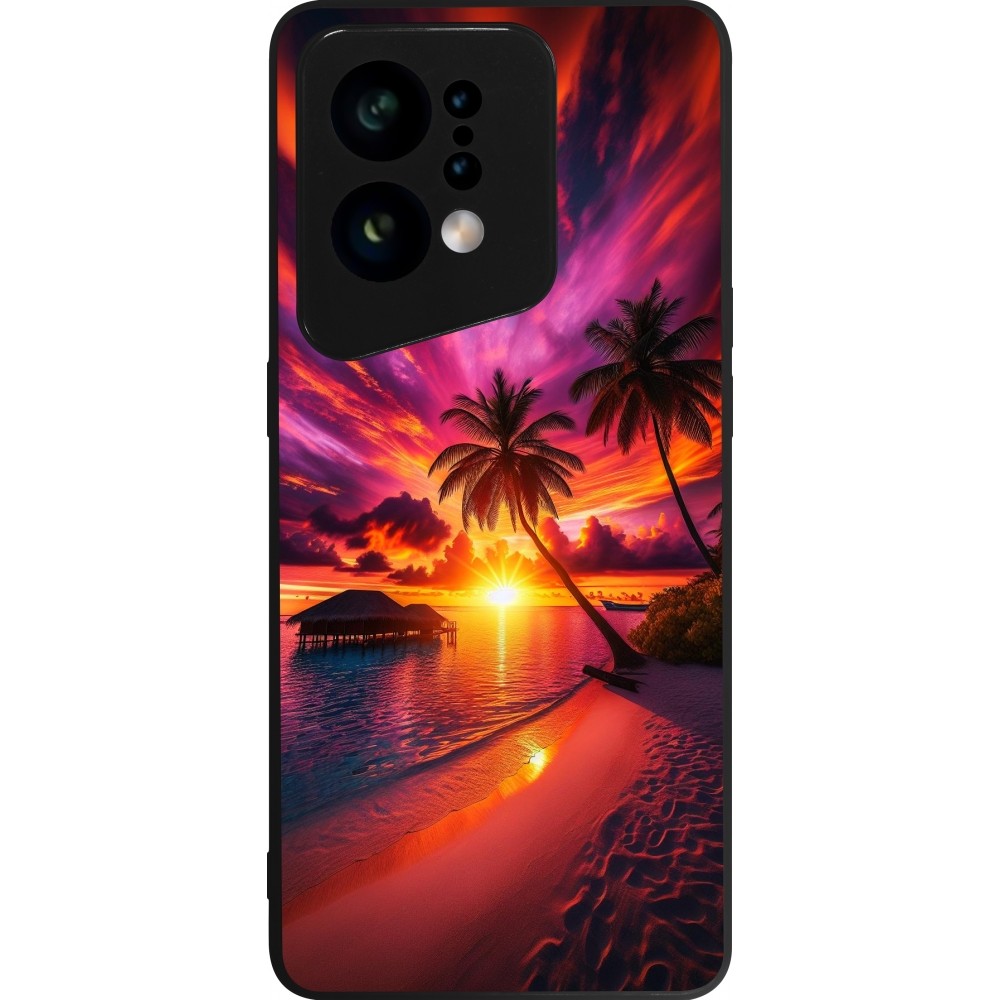 Coque OPPO Find X5 - Silicone rigide noir Maldives Dusk Bliss