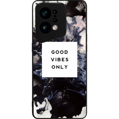 Coque OPPO Find X5 - Silicone rigide noir Marble Good Vibes Only