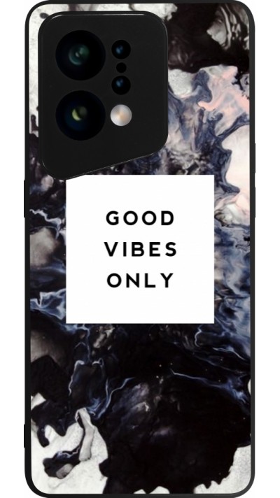 Coque OPPO Find X5 - Silicone rigide noir Marble Good Vibes Only