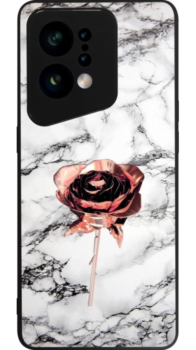 Coque OPPO Find X5 - Silicone rigide noir Marble Rose Gold