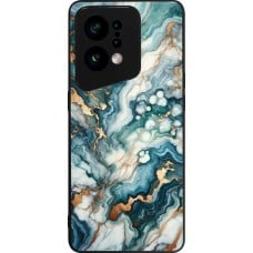 Coque OPPO Find X5 - Silicone rigide noir Marbre Vert Bleu Doré