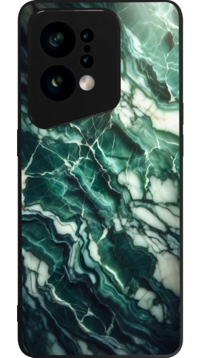 Coque OPPO Find X5 - Silicone rigide noir Marbre vert majestueux