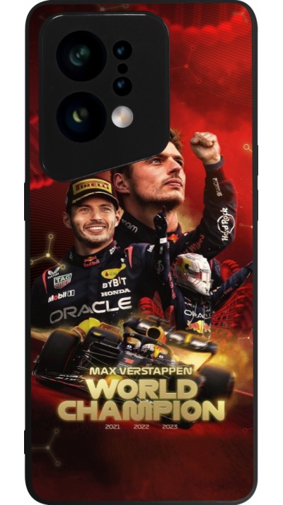 Coque OPPO Find X5 - Silicone rigide noir Max Verstappen Champion 2023