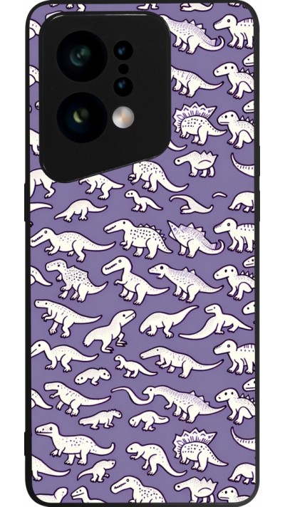 Coque OPPO Find X5 - Silicone rigide noir Mini dino pattern violet