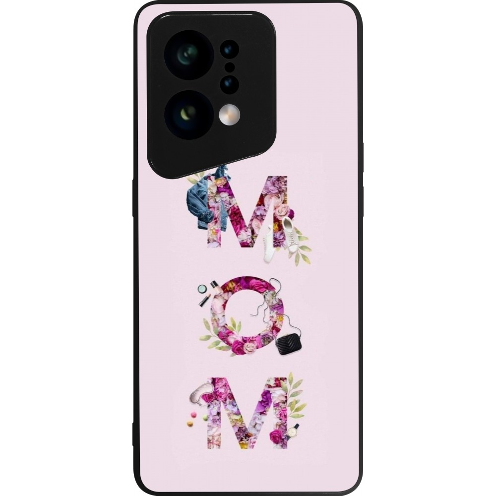 Coque OPPO Find X5 - Silicone rigide noir Mom 2024 girly mom