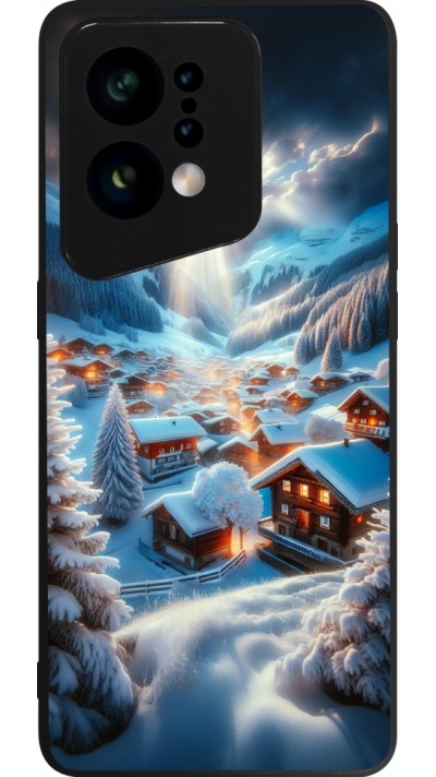 Coque OPPO Find X5 - Silicone rigide noir Mont Neige Lumière