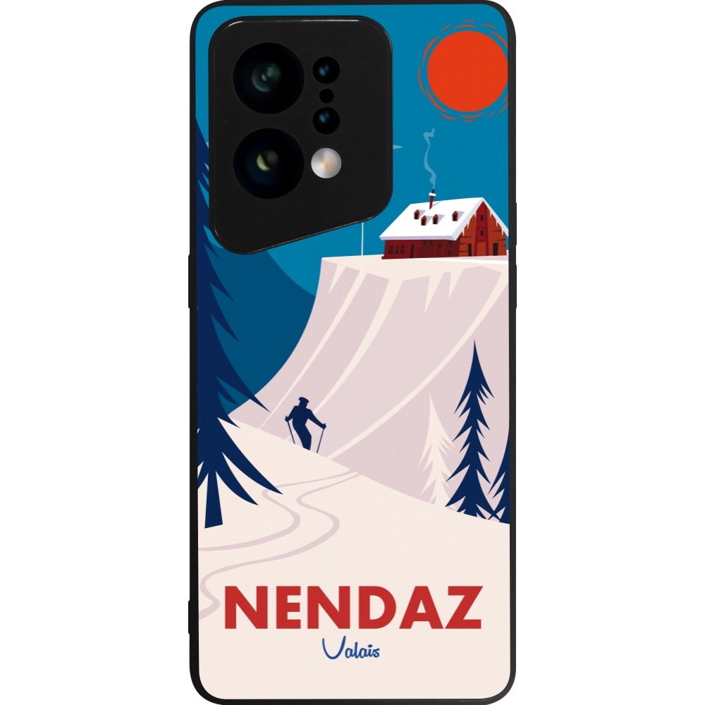 Coque OPPO Find X5 - Silicone rigide noir Nendaz Cabane Ski