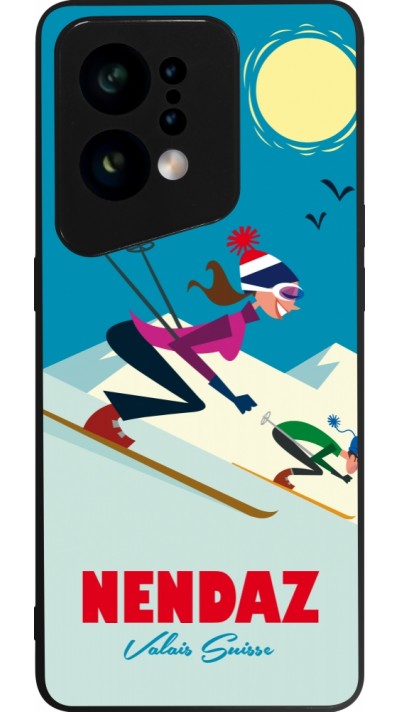 Coque OPPO Find X5 - Silicone rigide noir Nendaz Ski Downhill