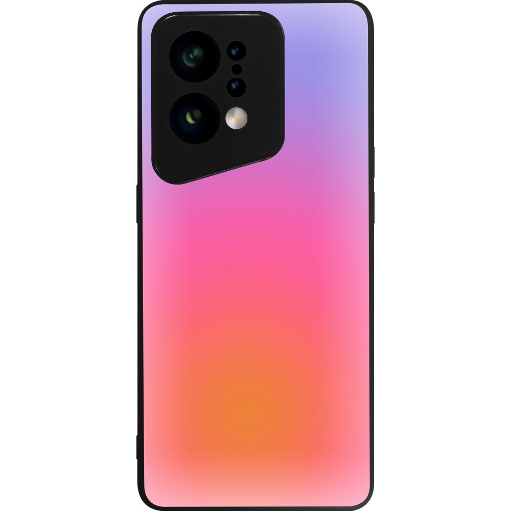 Coque OPPO Find X5 - Silicone rigide noir Orange Pink Blue Gradient