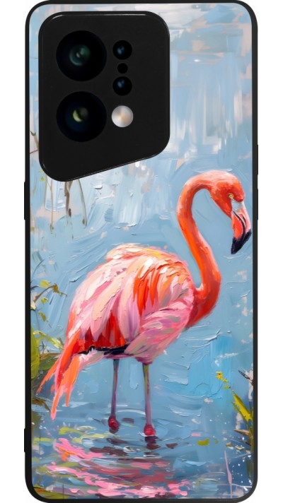 Coque OPPO Find X5 - Silicone rigide noir Paint Flamingo