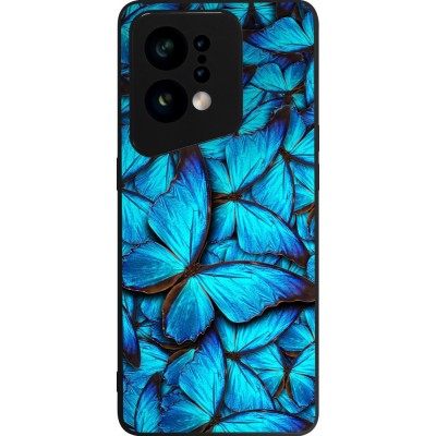 Coque OPPO Find X5 - Silicone rigide noir Papillon bleu