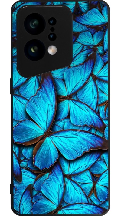 Coque OPPO Find X5 - Silicone rigide noir Papillon bleu