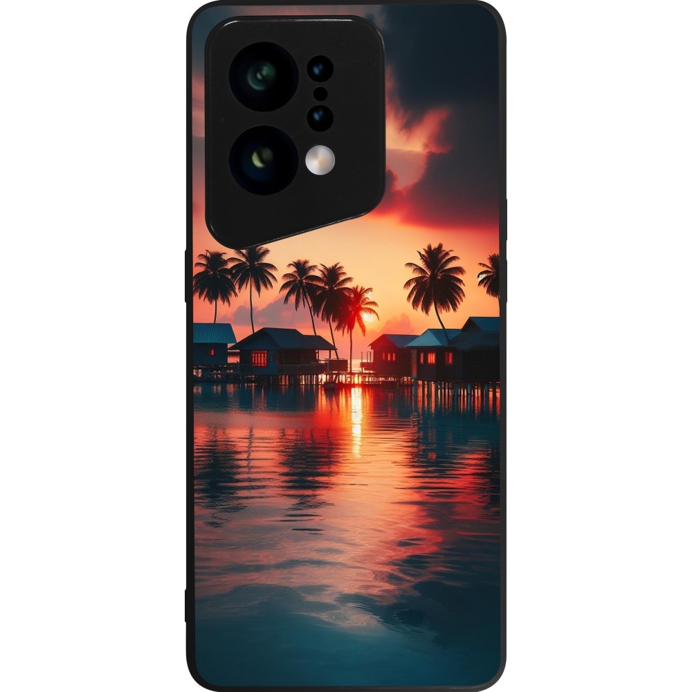 Coque OPPO Find X5 - Silicone rigide noir Paradis Maldives