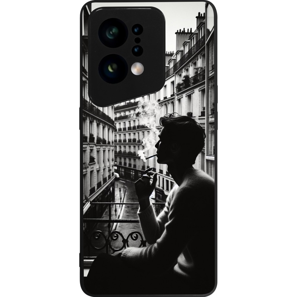 Coque OPPO Find X5 - Silicone rigide noir Parisian Smoker