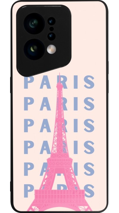 Coque OPPO Find X5 - Silicone rigide noir Paris Pink Print