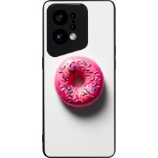 Coque OPPO Find X5 - Silicone rigide noir Weißer Hintergrund, pinker Donut