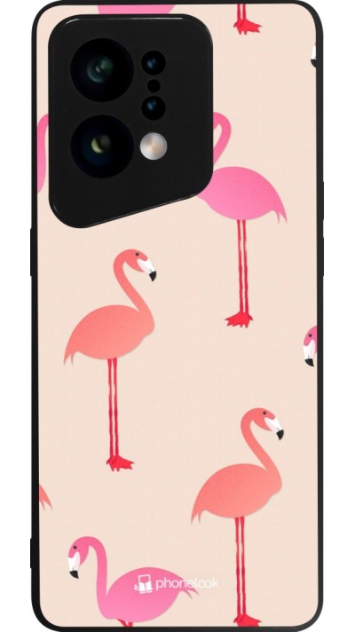 Coque OPPO Find X5 - Silicone rigide noir Pink Flamingos Pattern