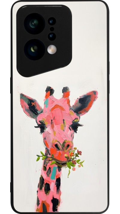 Coque OPPO Find X5 - Silicone rigide noir Pink Girafe Paint