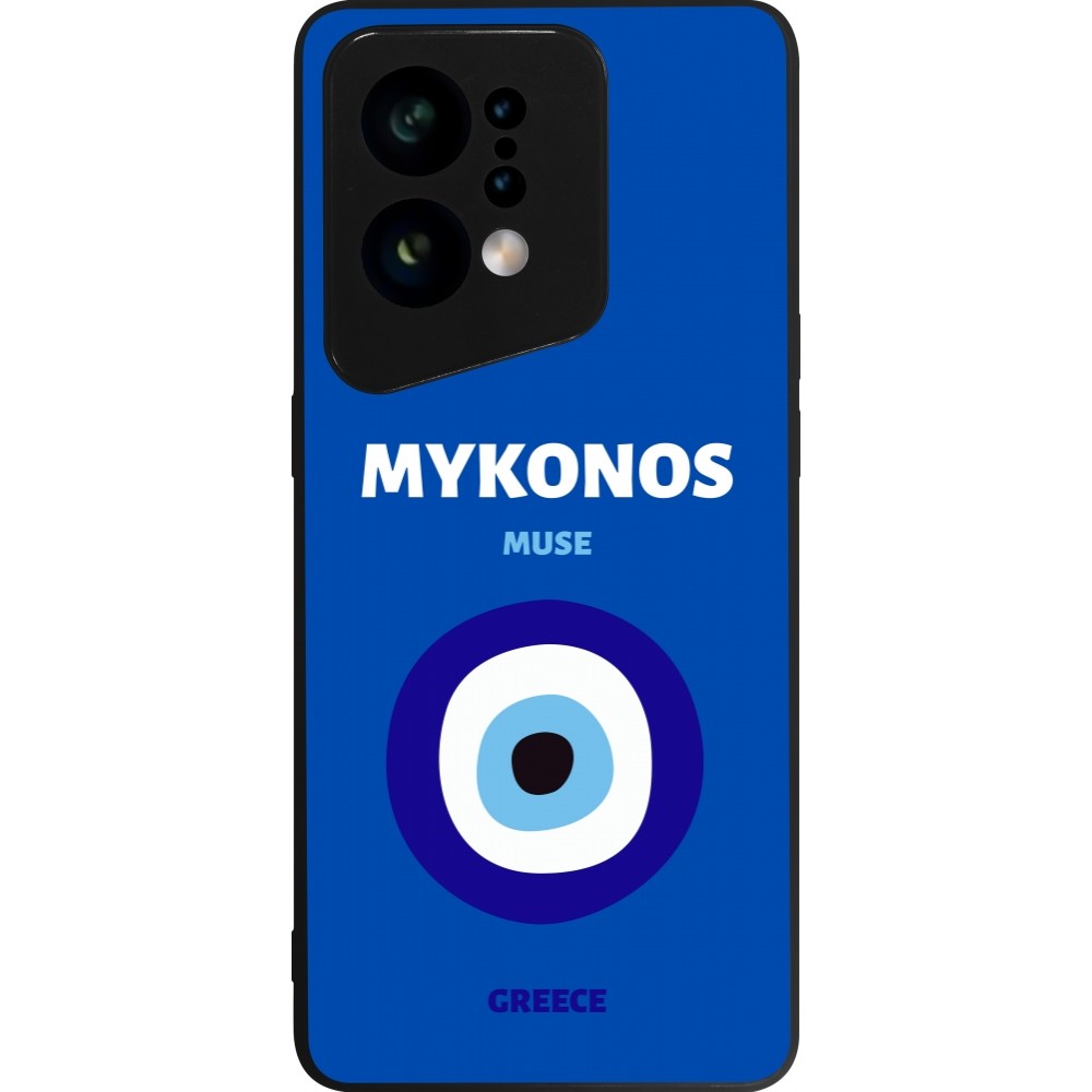 Coque OPPO Find X5 - Silicone rigide noir Pop Summer Destination Mykonos