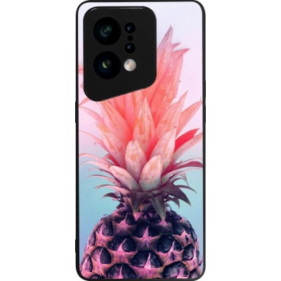 Coque OPPO Find X5 - Silicone rigide noir Purple Pink Pineapple