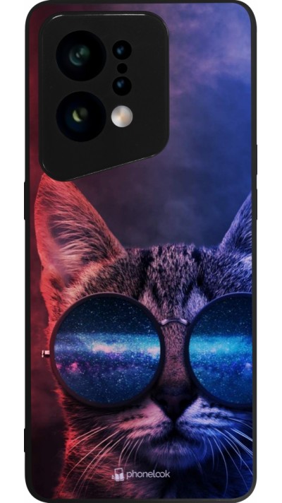 Coque OPPO Find X5 - Silicone rigide noir Red Blue Cat Glasses