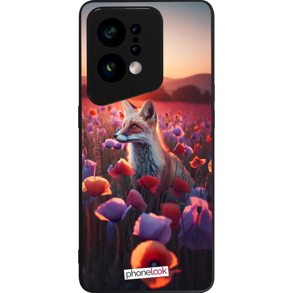 Coque OPPO Find X5 - Silicone rigide noir Renard pourpre au crépuscule