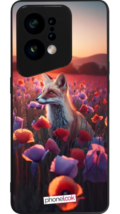 Coque OPPO Find X5 - Silicone rigide noir Renard pourpre au crépuscule