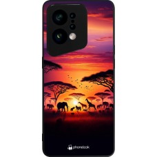 Coque OPPO Find X5 - Silicone rigide noir Safari sunset wildlife