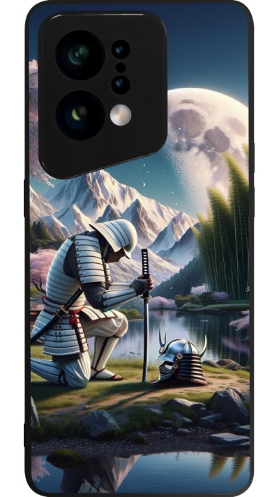 Coque OPPO Find X5 - Silicone rigide noir Samurai Katana Lune