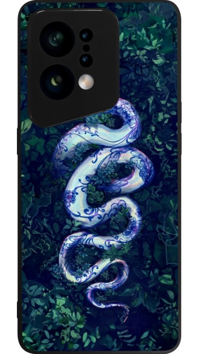 Coque OPPO Find X5 - Silicone rigide noir Serpent Blue Anaconda