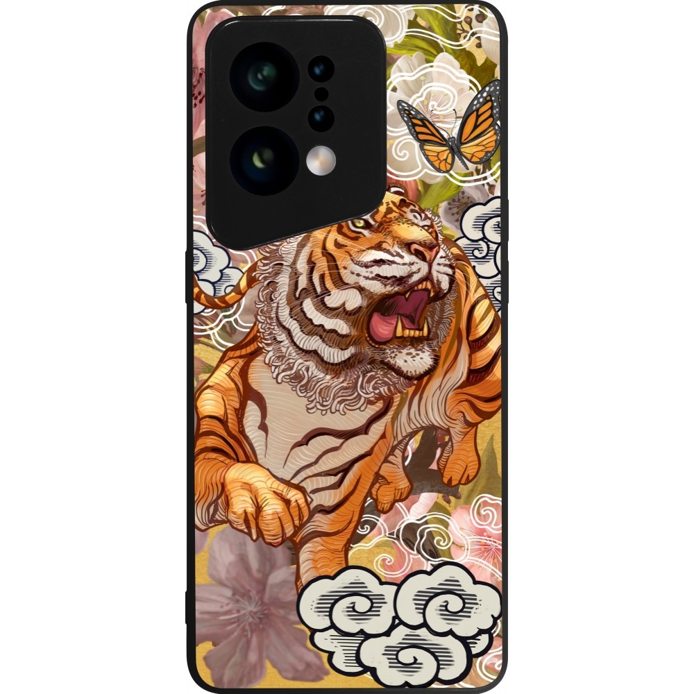 Coque OPPO Find X5 - Silicone rigide noir Spring 23 japanese tiger