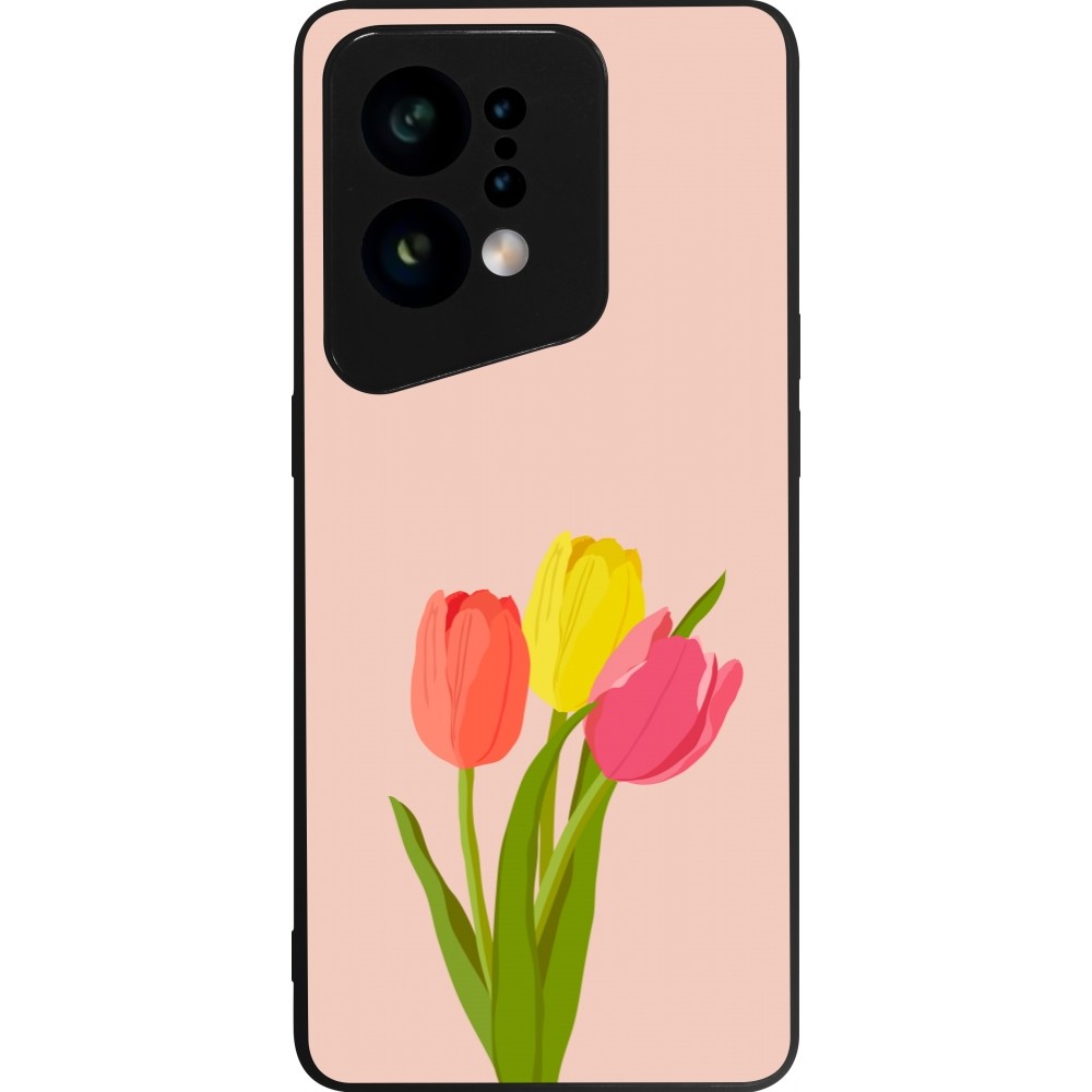 Coque OPPO Find X5 - Silicone rigide noir Spring 23 tulip trio