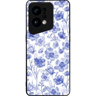 Coque OPPO Find X5 - Silicone rigide noir Spring 23 watercolor blue flowers