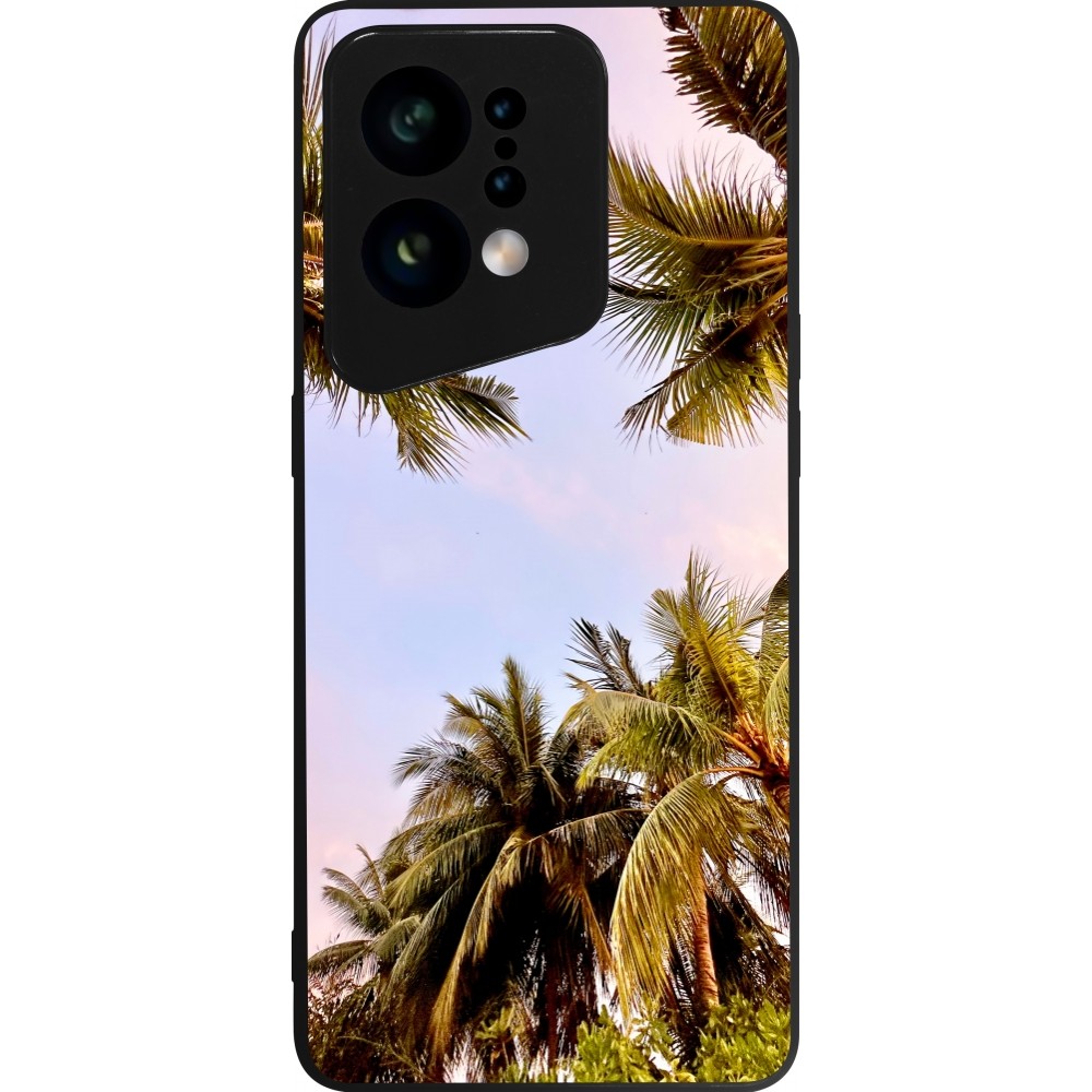 Coque OPPO Find X5 - Silicone rigide noir Summer 2023 palm tree vibe