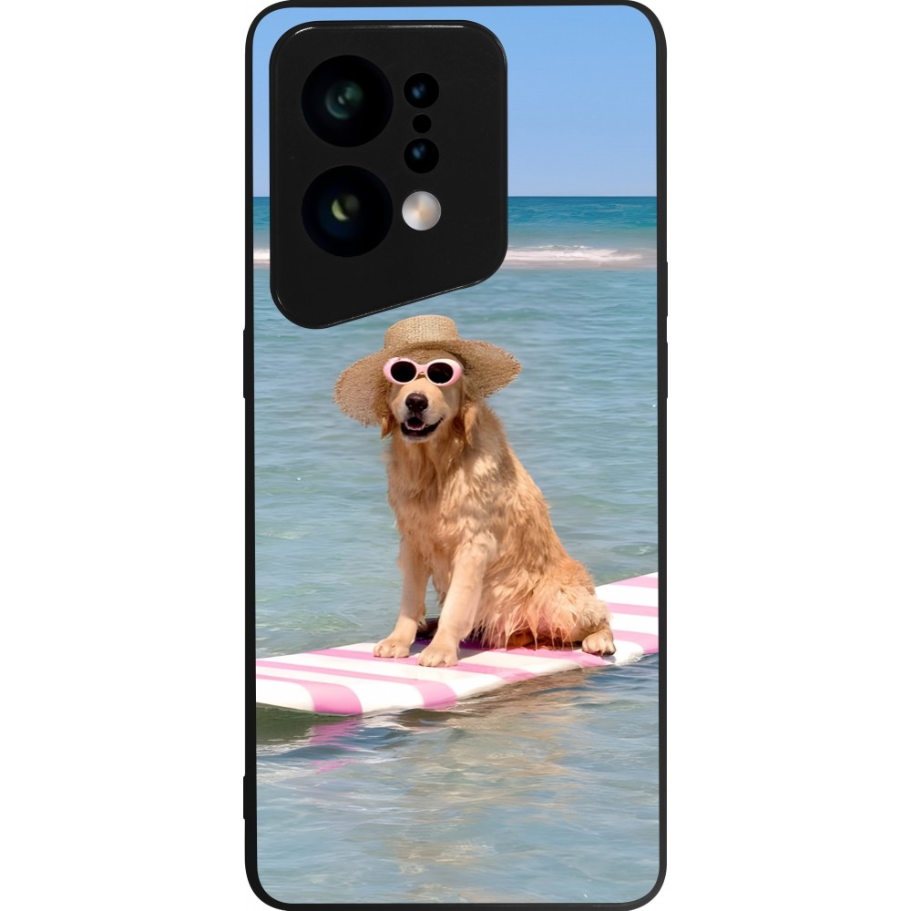 Coque OPPO Find X5 - Silicone rigide noir Summer Dog on Paddle