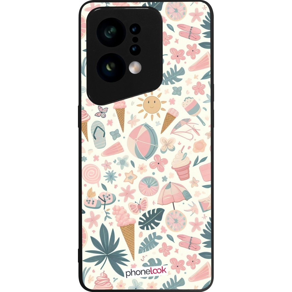 Coque OPPO Find X5 - Silicone rigide noir Summer Pink Pattern